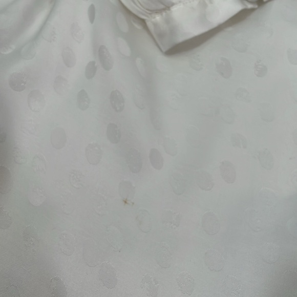 The Kooples Paris Blouse Top Size 2 Cream Dot Print Covered Buttons - Picture 9 of 11